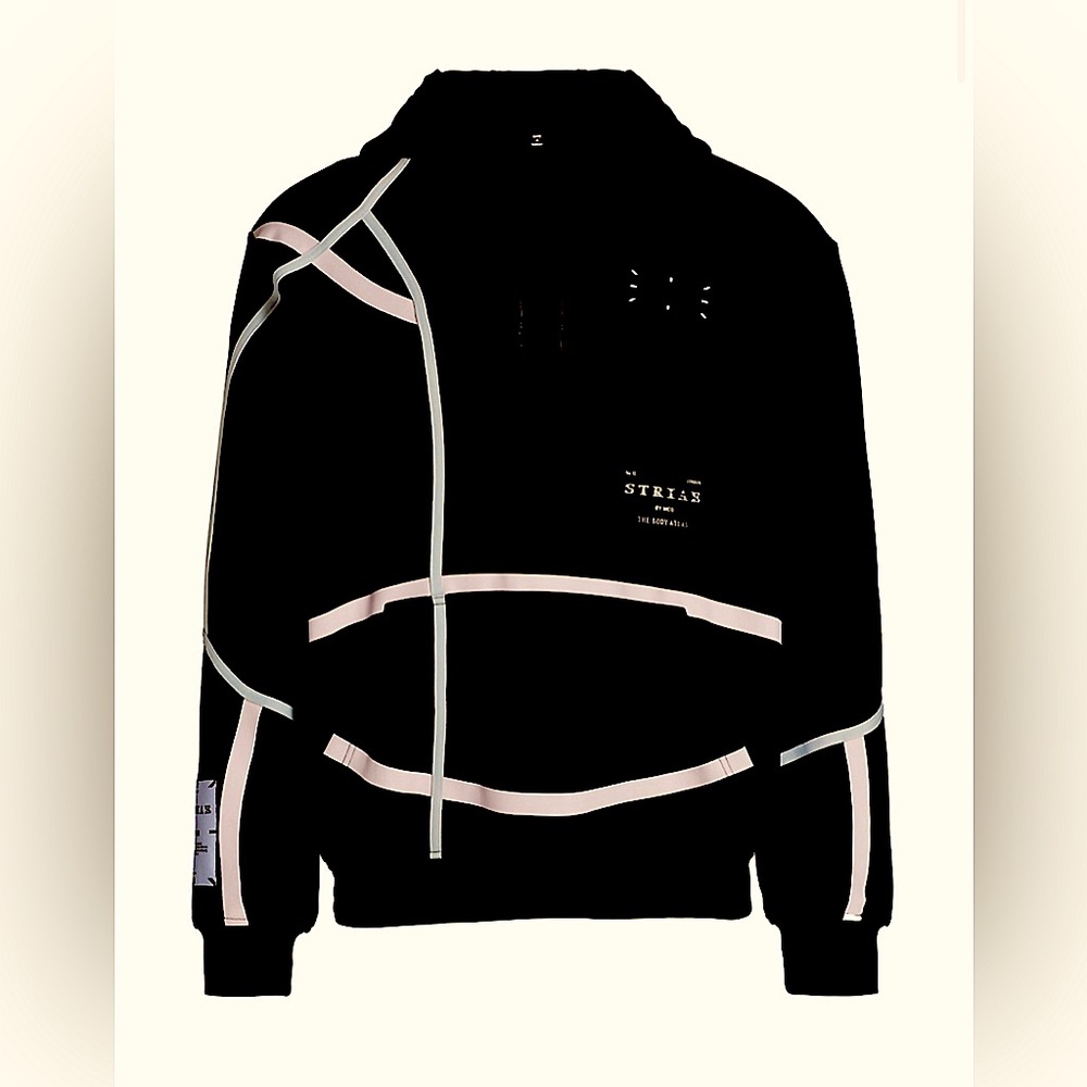 MCQ Black Body Atlas Hoodie French terry in black with blue and pink stripes